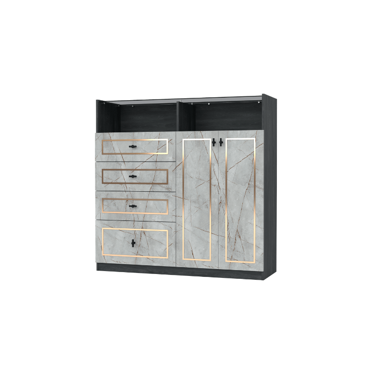 ตู้ลิ้นชัก 4 ลิ้นชัก WISDOM DESIGN FURNITURE GDW-121 120 ซม. สีแอชเกรย์/ไลท์มาร์เบิ้ล